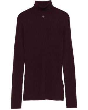 Maje Ribbed Turtleneck Jumper - Purple