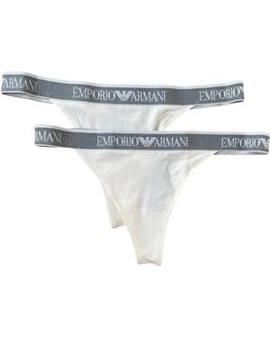 Emporio Armani Logo-trim Thongs (pack Of Two) - White