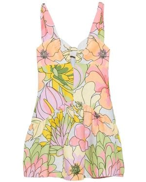 FARM Rio Floral-Print Cut-Out Mini Dress - White