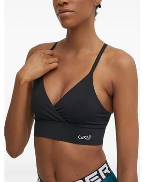 Casall Wrap-Front Cross-Back Sports Bra - Blue