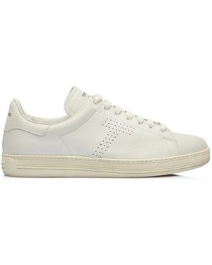 Tom Ford Warwick Grain Leather Sneakers - White