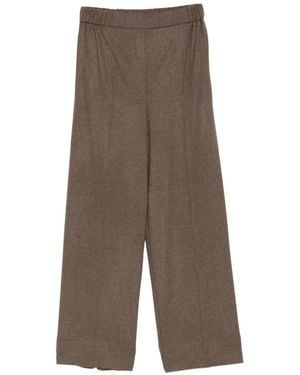 Emme Pressed-Crease Wide-Leg Trousers - Brown