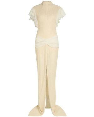 De La Vali Noor Ruffled Lace-Patterned Maxi Dress - White