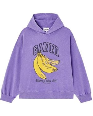 Ganni Old Effect Wash Hoodie - Purple