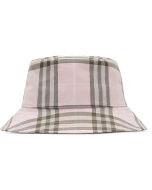Burberry Check Cotton Bucket Hat - Pink