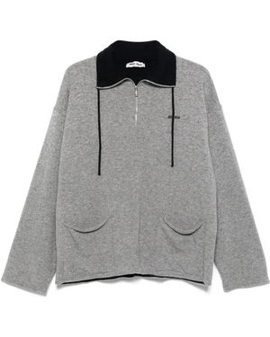 Miu Miu Jersey Con Media Cremallera - Gris