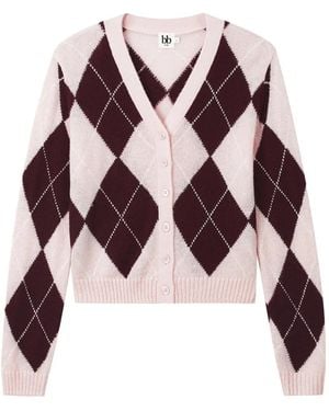 B+ AB Argyle-Check Cardigan - Pink