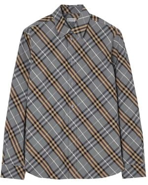 Burberry Classic Fit Check Cotton Shirt - Gray