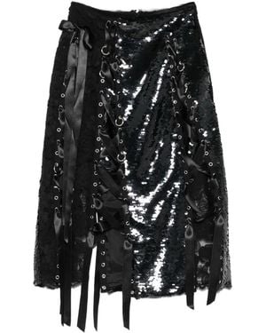 Simone Rocha Jupe Mi-Longue À Sequins Et Patchwork De Dentelle - Black
