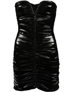 Nissa Ruched Faux-Leather Minidress - Black