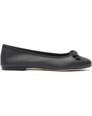 Casadei Textured Bow Ballet Flats - Black