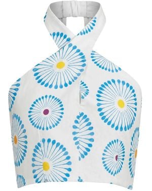 Cala De La Cruz Ivy Floral-Print Halterneck Top - Blue