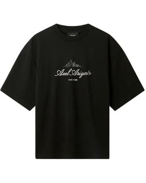 Axel Arigato Logo-Embroidered Dropped-Shoulder T-Shirt - Black