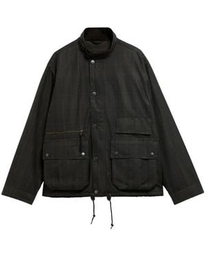 Barbour Ursula Tartan-Print Buckled-Collar Jacket - Black