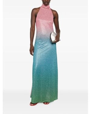 Oséree Lumière Candy Gradient-Effect Maxi Dress - Blue
