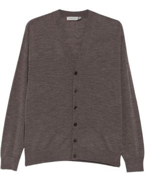 Canali Button-Up Wool Cardigan - Brown
