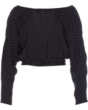Mar De Margaritas Polka-Dot Lace-Up Blouse - Black
