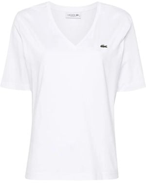 Lacoste Logo-Embroidered Cotton T-Shirt - White