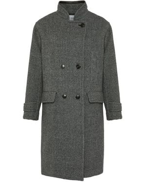 Yves Salomon Double-Breasted Virgin-Wool Coat - Gray