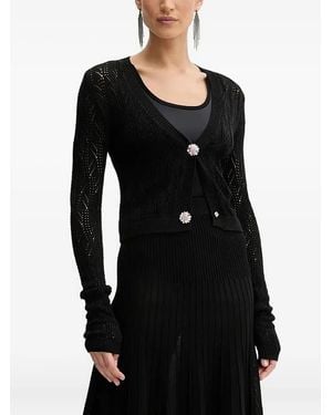 Silvian Heach Lace-Insert Button Cardigan - Black