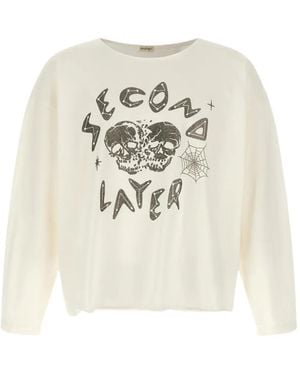 Second/Layer T-Shirt Imprimé À Manches Longues - White
