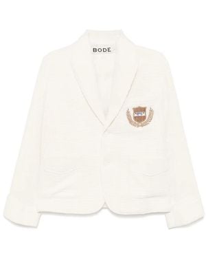Bode Embroidered Logo-Appliqué Blazer - White