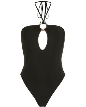 Amir Slama Ring-Detail Swimsuit - Black