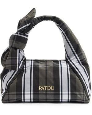 Patou Knot Check-Print Tote Bag - Black