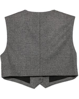 MSGM Cropped Button-Up Waistcoat - Grey
