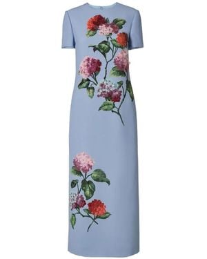 Carolina Herrera Hydrangea-Embroidered Shift Dress - Blue