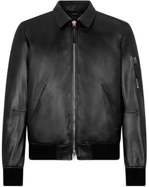 Tom Ford Collar Leather Jacket - Black