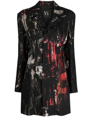 Y's Yohji Yamamoto Graphic-Print Zipped Blazer - Black