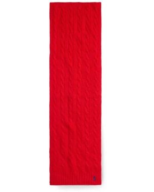 Polo Ralph Lauren Cable-Knit Embroidered Pony Scarf