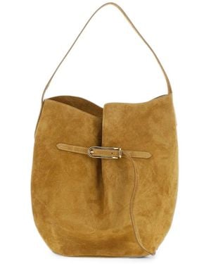 Liffner Large Leather Bucket Bag - White