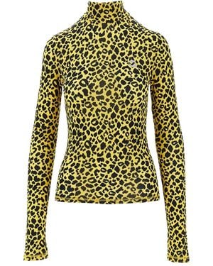 Coperni Leopard-Print Turtleneck Top - Green