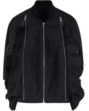 Comme des Garçons Ruffled Zip-Detail Jacket - Black