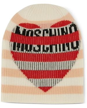 Moschino Striped Heart Hat - Red