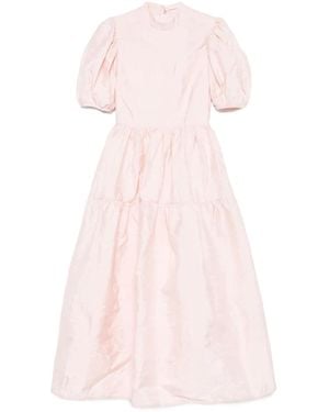 Cecilie Bahnsen Puff-Sleeve Tiered Midi Dress - Pink