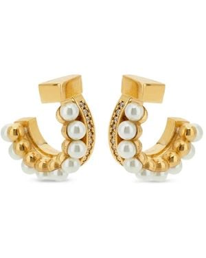 Ferragamo Pearl-Embellished Earrings - Metallic