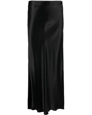 forte_forte High-Waisted Satin Midi Skirt - Black