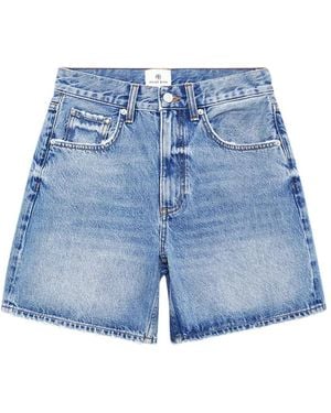 Anine Bing Logo-Patch Shorts - Blue