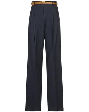 Max Mara Adunco Belted Cotton Pants - Blue