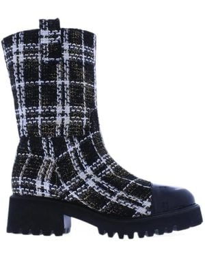 Toral Shoes Check-Pattern Boots - Blue