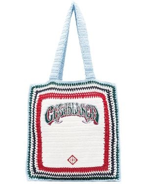 CASABLANCA Large Crochet Tote Bag - Red