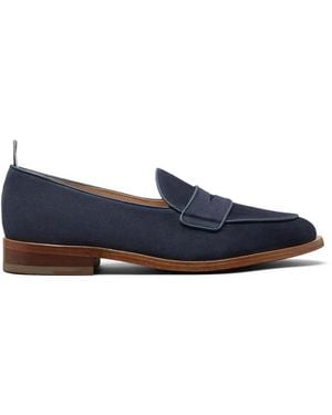 Thom Browne Suede Varsity Penny Loafers With Leather Soles - Blue