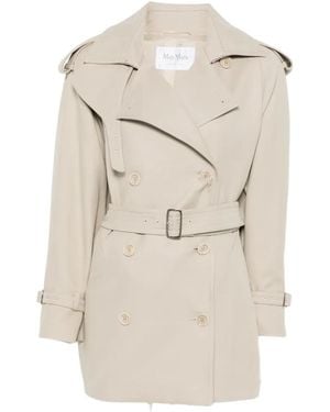 Max Mara Cacio Double-Breasted Belted Duster Coat - Natural