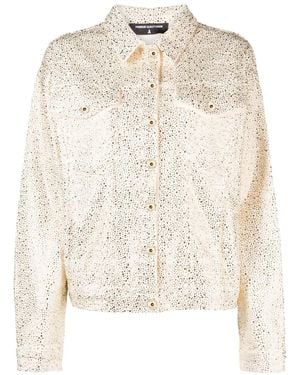 Patrizia Pepe Crystal-Embellished Denim Jacket - Natural