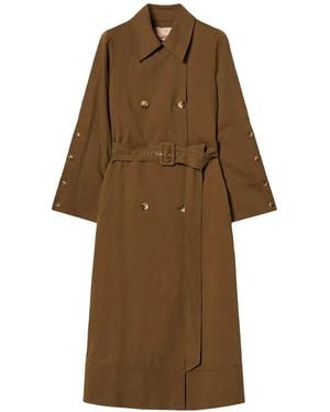 Twinset Cotton-Blend Gabardine Trench Coat - Brown
