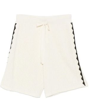 Commas Triangle-Embroidered Shorts - Natural