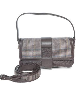 ARMANI EXCHANGE Check-Patterned Shoulder Bag - Gray